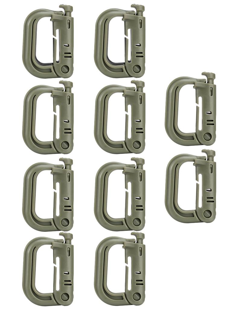 VIPERADE VAB1 Multipurpose with Molle Webbing Locks and Tactical Locking Carabiners for Molle Webbing Attachments on and Pouches 10-Pack D-Rings 1"