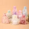 10PCS Drawstring Bag Sheer Gauze Bag Flower Pattern Gift Bag Organza Bags  Gift Packaging