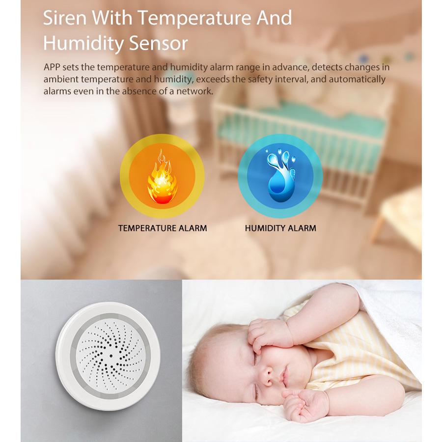 Graffiti WiFi Smart Temp & Humidity Sensor with Sound & Light Alarm