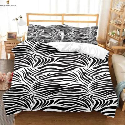 Leoparden Zebra Druck Schwarz Weiß Einfacher Druck Bettbezug Kinderzimmer Bettbezug Kissenbezug Set Bettwäsche Dreiteiliges Set
