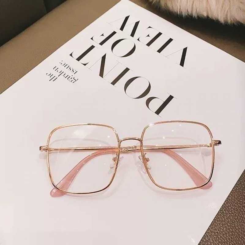 New Fashion Women's Glasses Large Frame Square Flat Mirror Starlight Fine Glitter Flat Mirror
