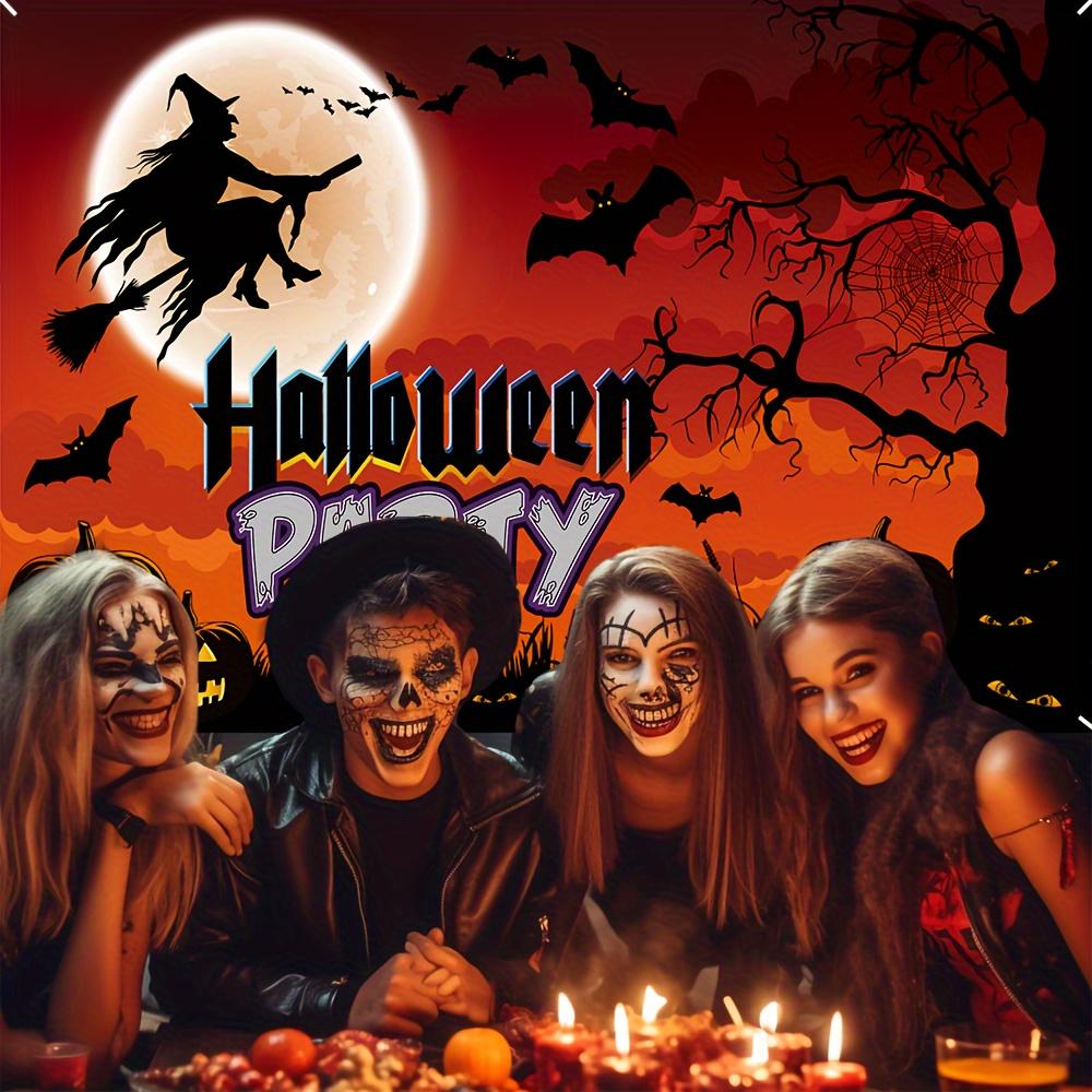 Halloween Witch and Pumpkin Banner - 70.8 inches x 43.3 inches - Durable polyester decoration
