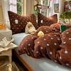 2026 A Winter Polka Dot Milk Fleece Bedding Set Small Size Coral Dorm