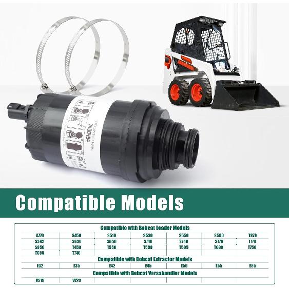 7400454 Fuel Filter Replacement for Bobcat Skid Steers & Loaders T/S Series A770 for Excavators E32 E35 for Versahandlers V519 V723, Includes Water