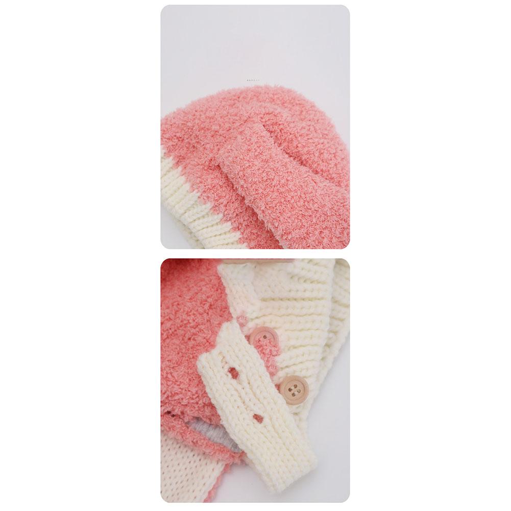 Winter Warm Earflap Hat Cute Cartoon Long-eared Rabbit Contrast Color Knitted Cap