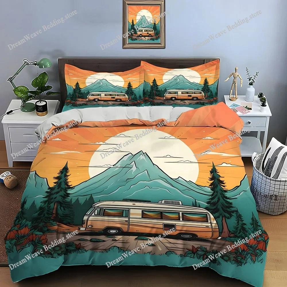 Outdoor camping enthusiasts Style Duvet Cover Pillow Case Bedding Set Quilt Cover Double Bed Home Textileextile Luxury Gift