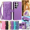 Modische Reißverschluss-Geldbörse Karten-Handyhülle für Samsung Galaxy S26 Ultra S25 FE S24 S23 S22 Plus Armband Flip Leder-Rückseite