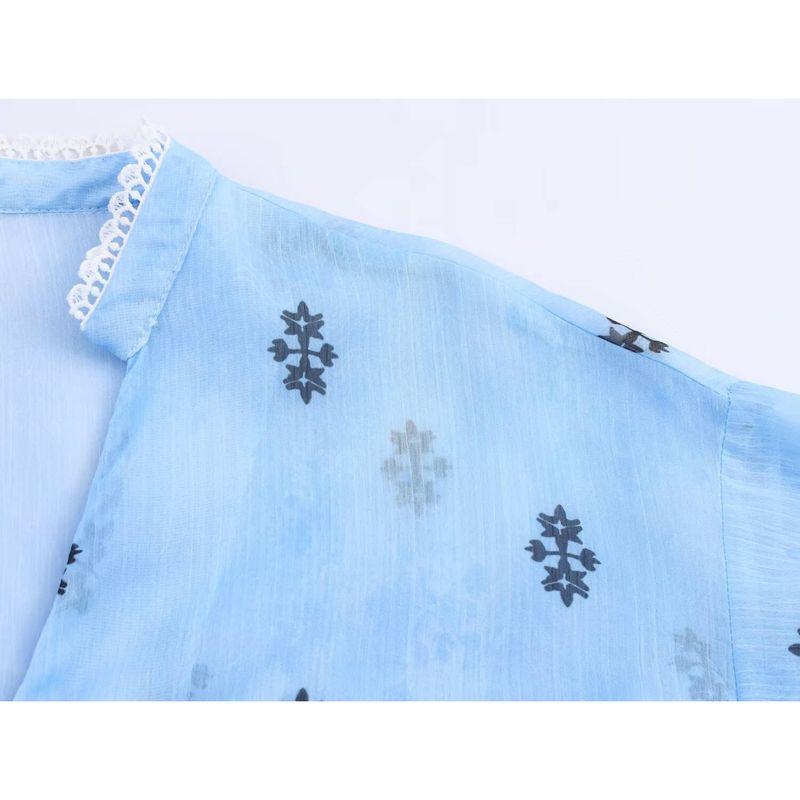 Kaslead New Women Clothes Western Style Fashion Simple Lace Waist Hugging Chiffon Long Sleeve Shirts