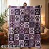 [2D FLAT PRINTING] 1pc Purple Paw Print Patchwork Print Themed Flannel Blanket - Large Size, Soft, Lightweight, and Warm, Suitable for All Seasons - P