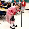 Baby Girl Celebrating 100th School Days Funny Cosplay Costumes Dress Granny Girl Cosplay Floral Old Lady Dress Up With Cane