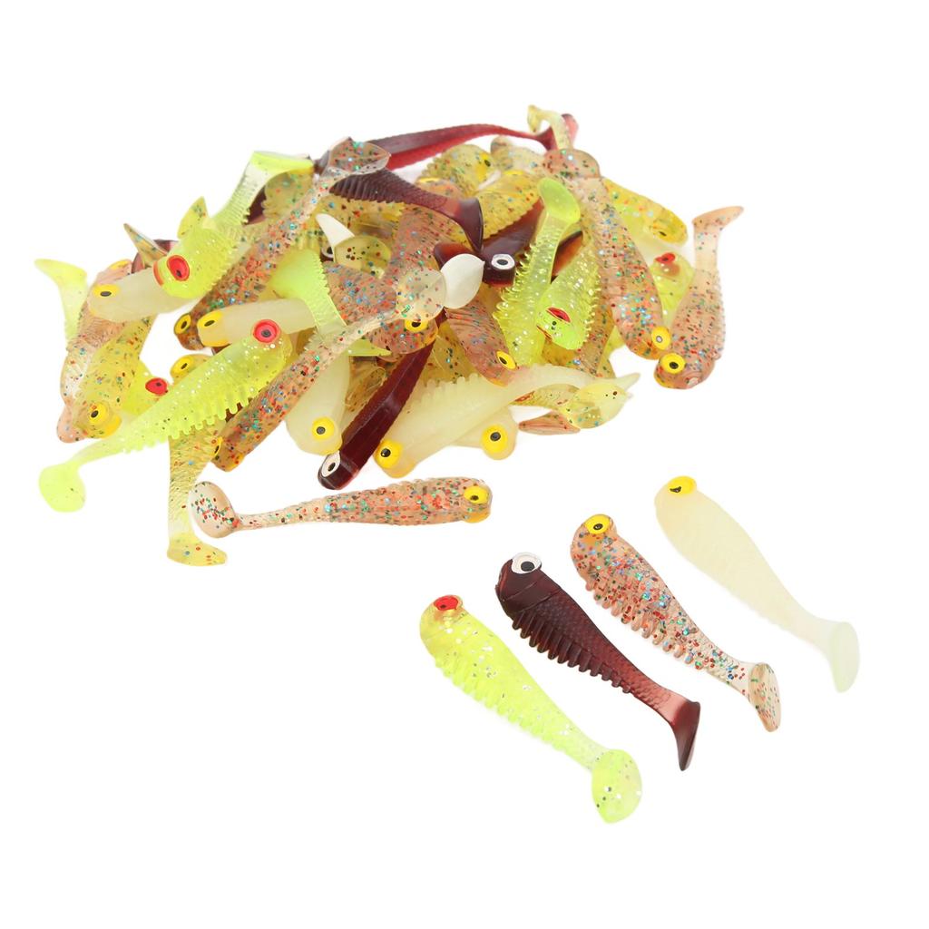 50Pcs Soft Bait Silicone Flat Tail Simulated Actions Flexible Fishing Soft Lure for Bass 5cm