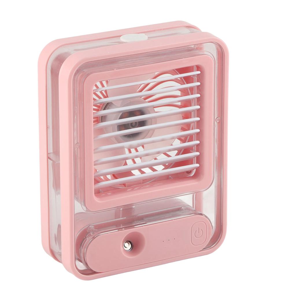 Desk Misting Fan 3 Speed USB Charging Quiet Table Water Mist Spray Fan with Night Light for Bedroom Office Travel Pink
