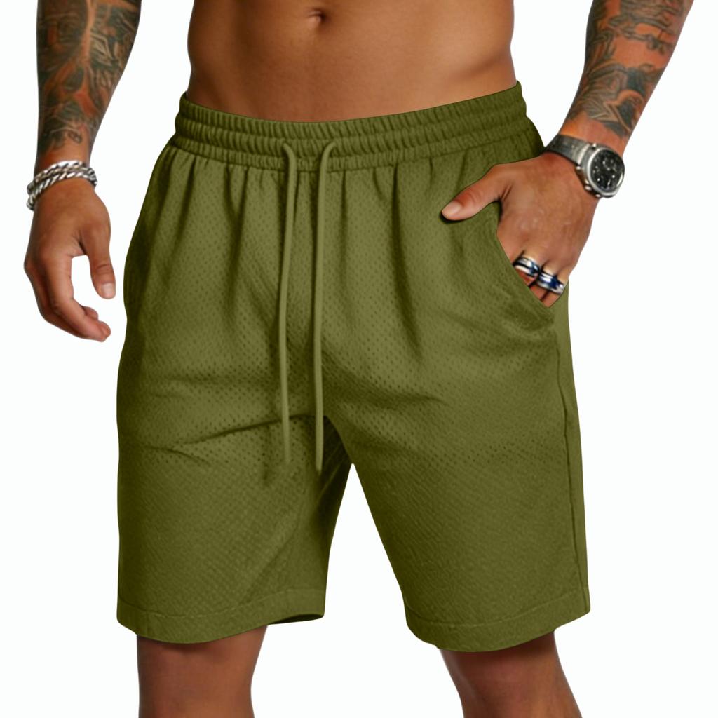 Men's Mesh Athletic Shorts with Elastic Waistband and Drawstring Adjustable Fit Breathable Sportswear for Training Running Gym