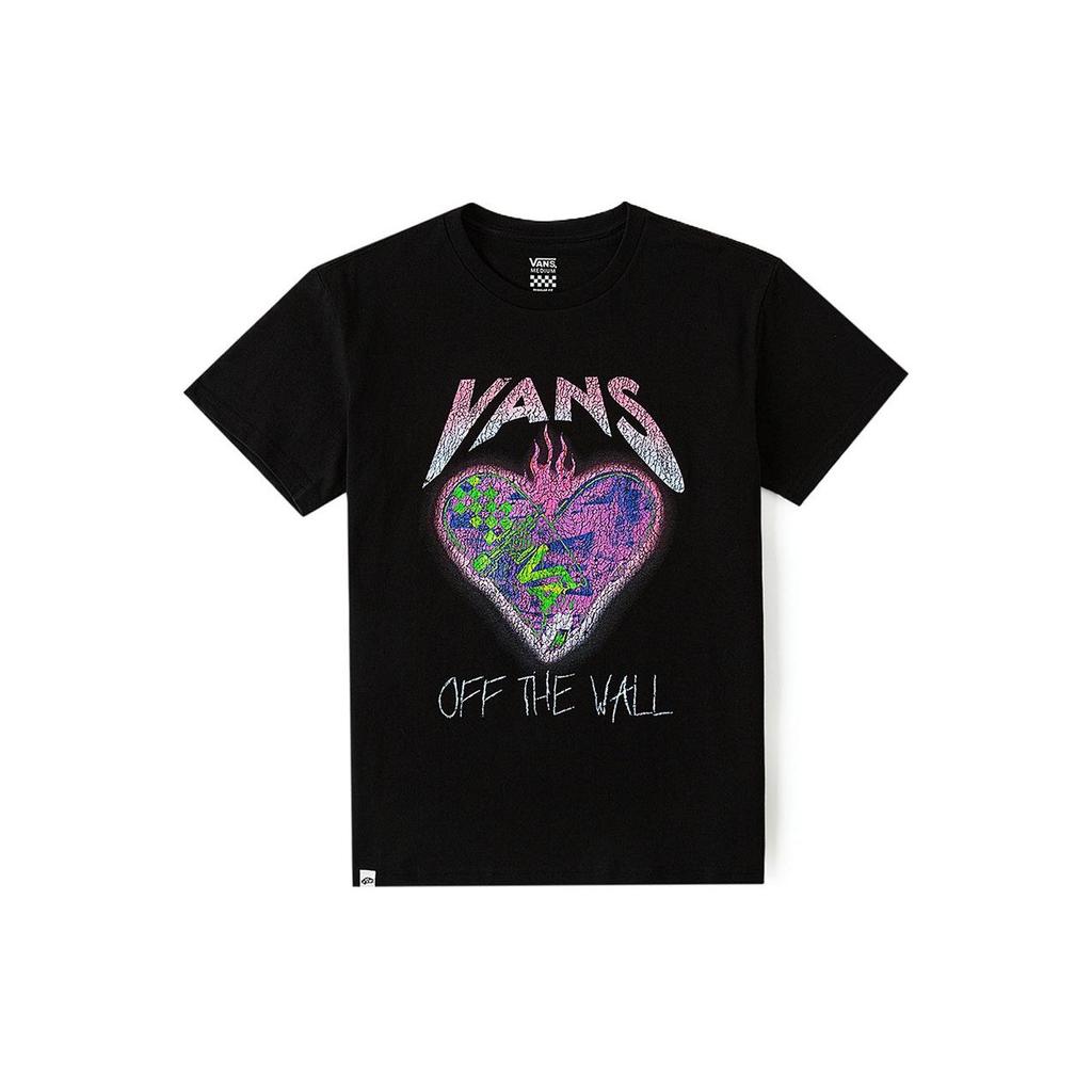 Vans Love Letter Print Round Neck Pullover Short Sleeve T-Shirt Women Tops Black VN000KPEBLK