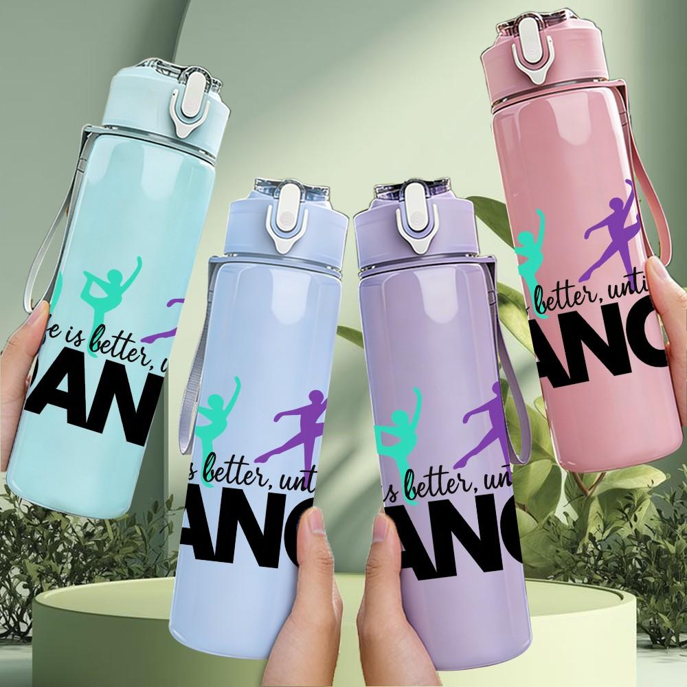 1PC Dancer Hand Silhouette Print 750ml Color Plastic Sports Water Bottle Leakproof Flip Straw Lid Suitable for Sports Office Home Use