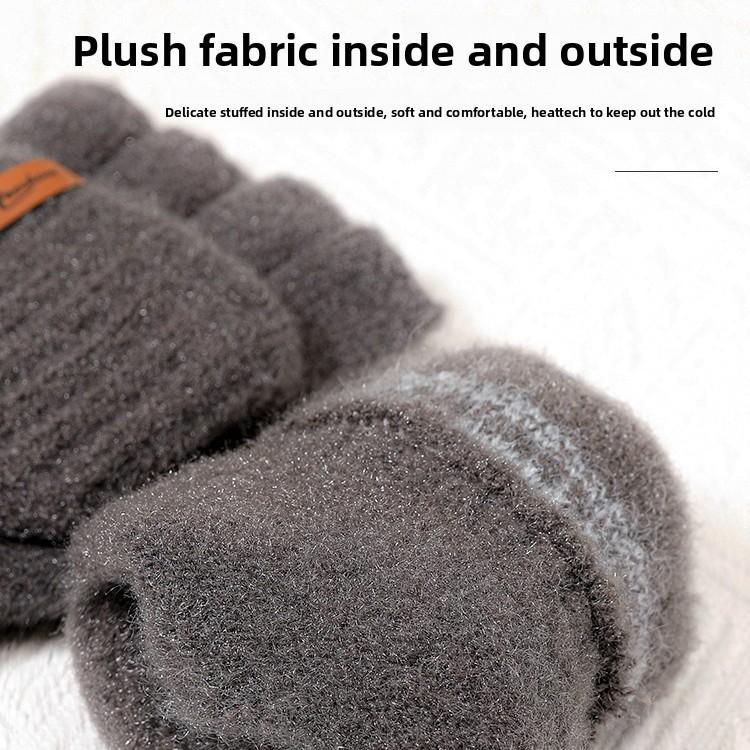 Men's and Women's Autumn/Winter Flip-Top Fingerless Gloves Warm, Windproof, Stylish Commuter Gloves for Office Wear Exposed-Finger Design