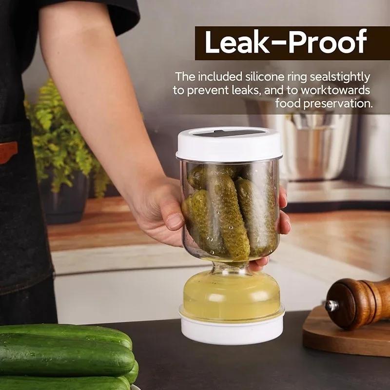 Dry-wet Separation Pickle Vegetable Jar with Strainer Spoon Pickle Container for Sealed Food Storage Kitchen Wine Container