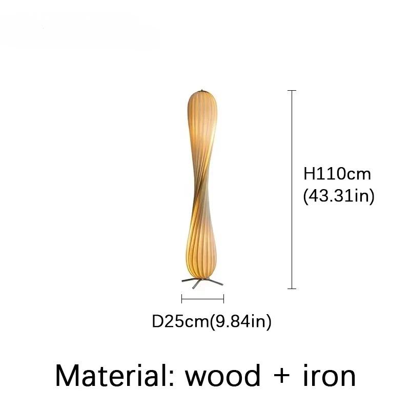Wabi Sabi Tall Wood Floor Lamp Retro Japanese Grass Skirt Light Living Room Bedroom Designer Simple Sofa Corner Standing Lamp