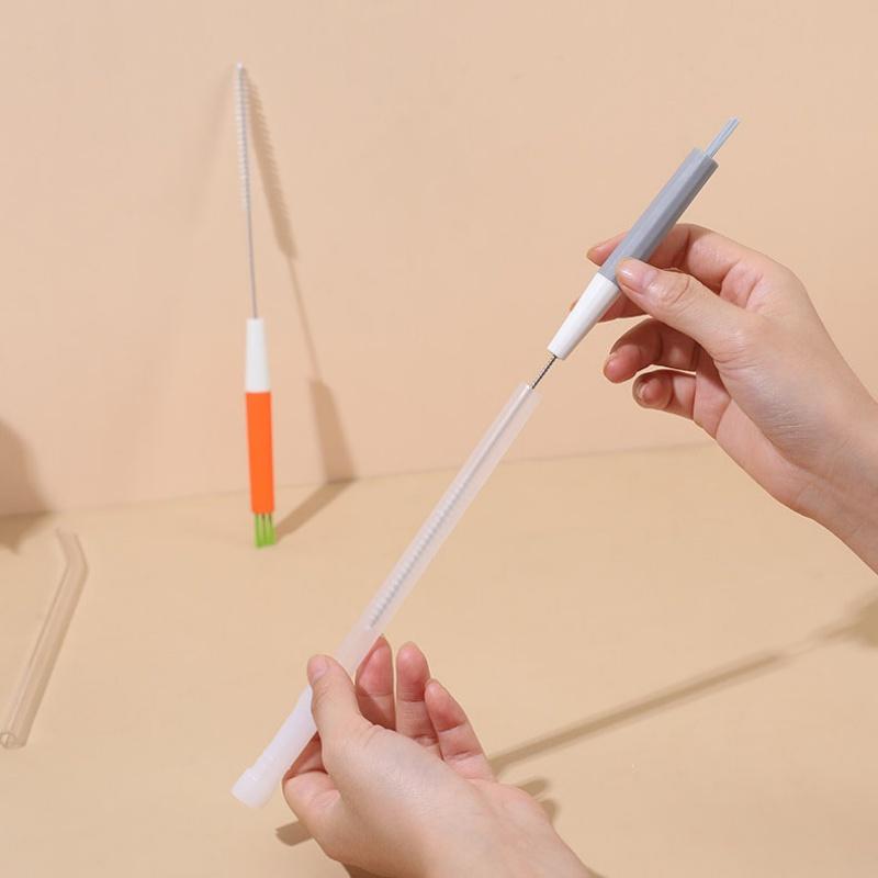 2 In 1 Vacuum Cup Cleaning Brush Bottle Cap Detail Groove Cleaner Baby Bottle Lid Detail Clean Brush Long Straw Cleaning Brush