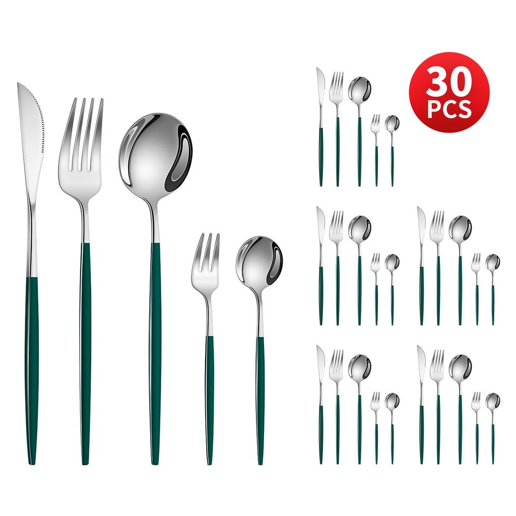 Stainless Steel 30-Piece Tableware Steak Knife, Fork and Spoon 5 Main Pieces Tableware Suit