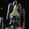 Buddha Sitting in Hand Statue Resin Buddhist Figurines Sculpture Thai Buddha Ornaments Home Decoration Crafts, Black