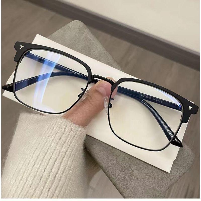 Pochromic Anti Radiation Blue Light Eyeglasses Square Metal Frame Computer Glasses for Women Men Replaceable Lens