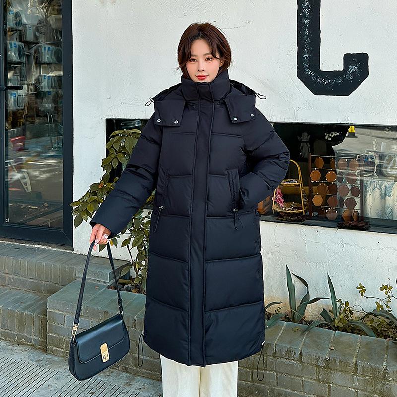 Down cotton jacket schoolgirl long over the knee loose ins loose bread suit thickened cotton jacket winter new padded jacket jacket