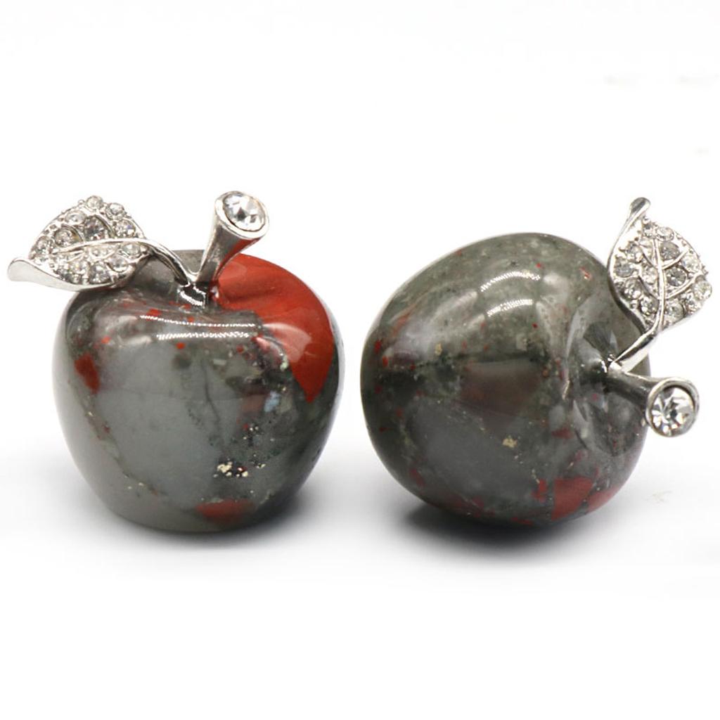 2Pcs/Pack Natural Stone Carved Apple Crystal Ornament Decoration Healing Rose Quartz Amethyst Agate Gem Modern Home Decor Craft Christmas Gift 25x30mm