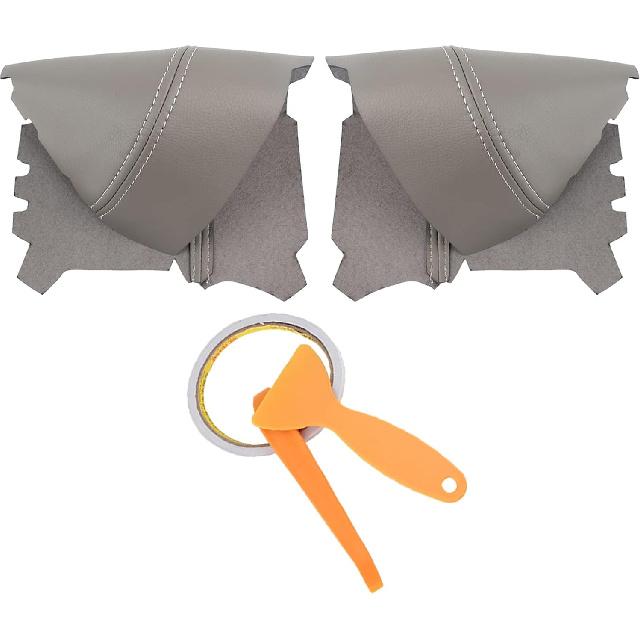 AUTOKAY 2pcs Leather Front Door Panels Armrest Cover Fits for Honda Pilot 2009-2015 - Gray