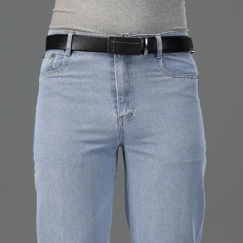 Herren-Sommer-Schlagjeans, Boot-Cut-Bein, ausgestellte männliche Designer-Klassiker-Denim-Jeans, hellblaue Jeans