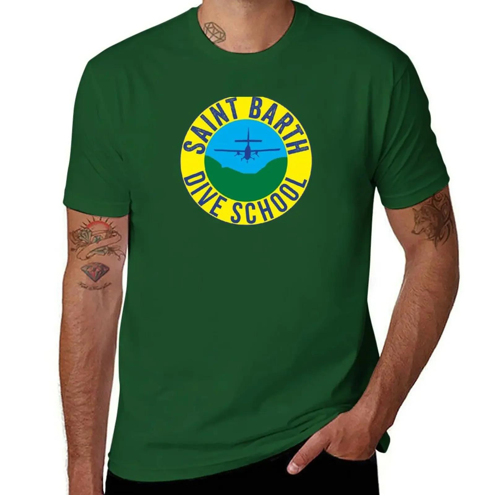 Saint Barth Dive School Plane Landing T-Shirt plain tops T-shirts for men cotton 4XL