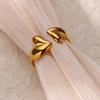 Double Heart Rings For Women Gold Color Stainless Steel Open Adjustable Ring Female Fashion Party Wedding Aesthetic Jewelry Gift