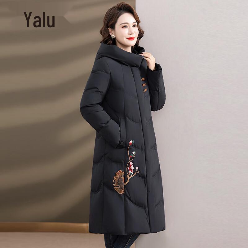 

Yalu Women s Hooded Embroidered Long Down Jacket 3XL
