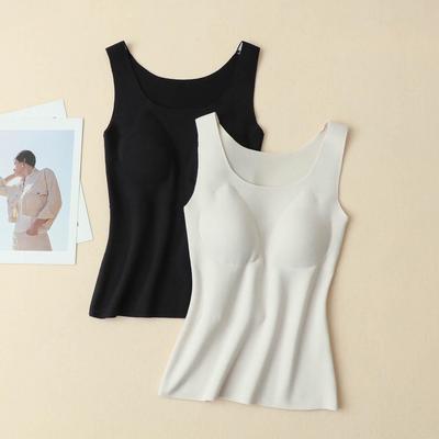 Women's Seamless Mulberry Silk Warm Bra Vest with Chest Pads - Autumn/Winter Base Layer