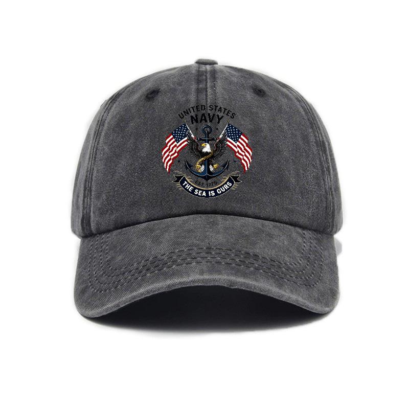 Versatile retro American printed washed old soft top sunshade baseball cap Unisex baseball cap