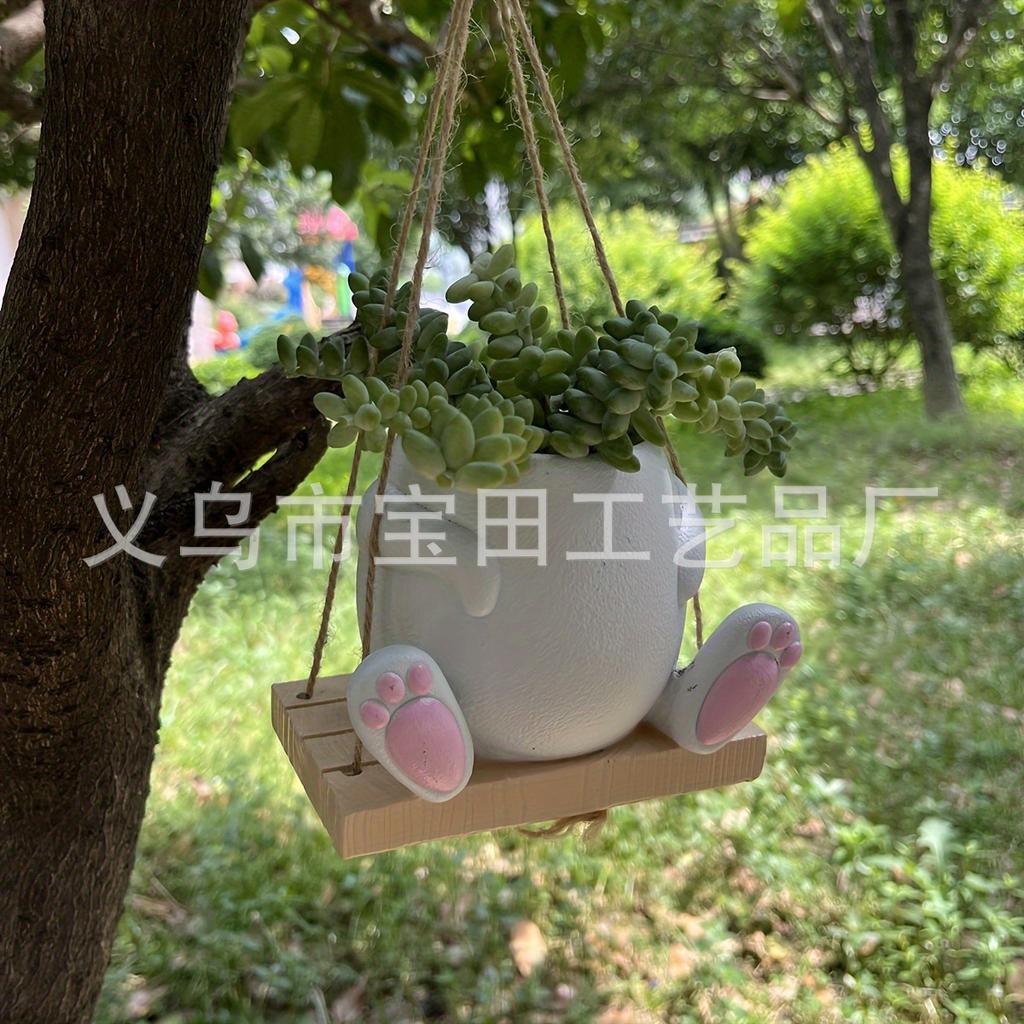 Swing Animal Resin Pot Cute Style Garden Yard Art Deco Pendant Pot