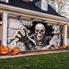 Große weiße 3D-Skelett Halloween Garagentorabdeckung Kulisse Dekoration