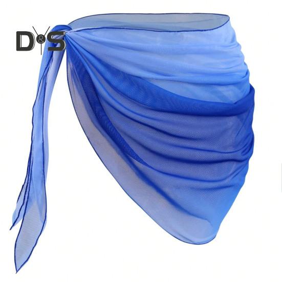 Beach Sheer Cover Up Skirt Gradient Color Chiffon Bikini Wrap Versatile Scarf Swimwear Shawl Sunscreen Cover Up