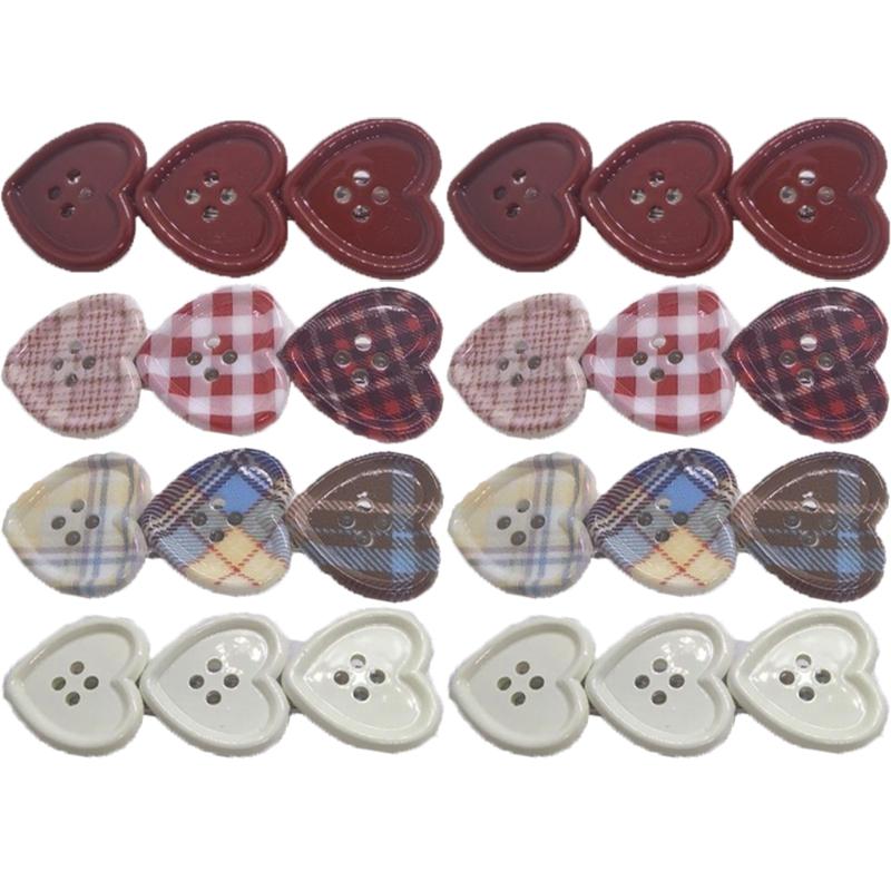 Sweet Check Love Button Hair Clip Side Bangs Girly Cute Duckbill Clip Hair Accessories