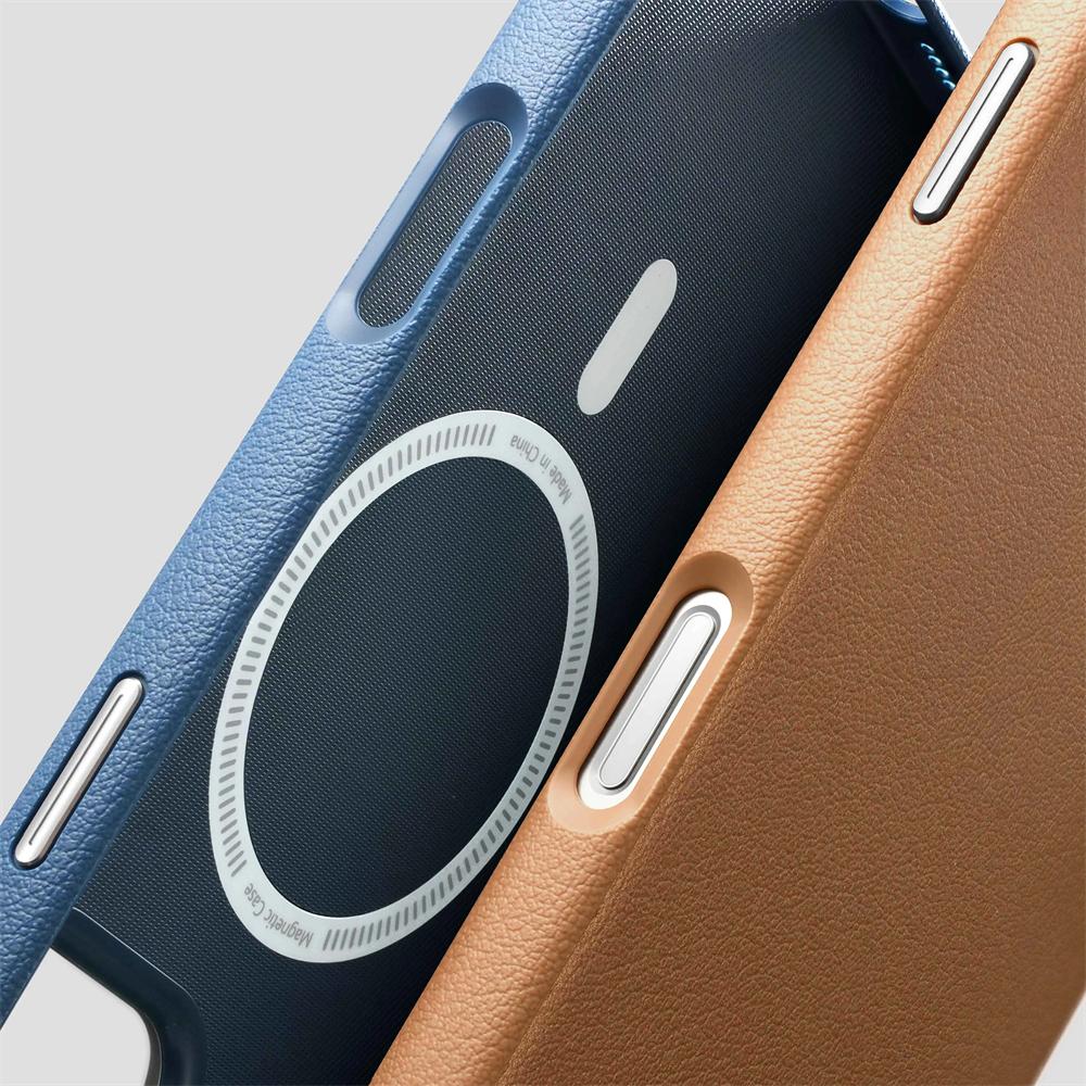 Luxury Business Leather PU For Magsafe Case For iPhone 16 15 14 Pro Max Magnetic Wireless Charging Metal Lens Shockproof Cover