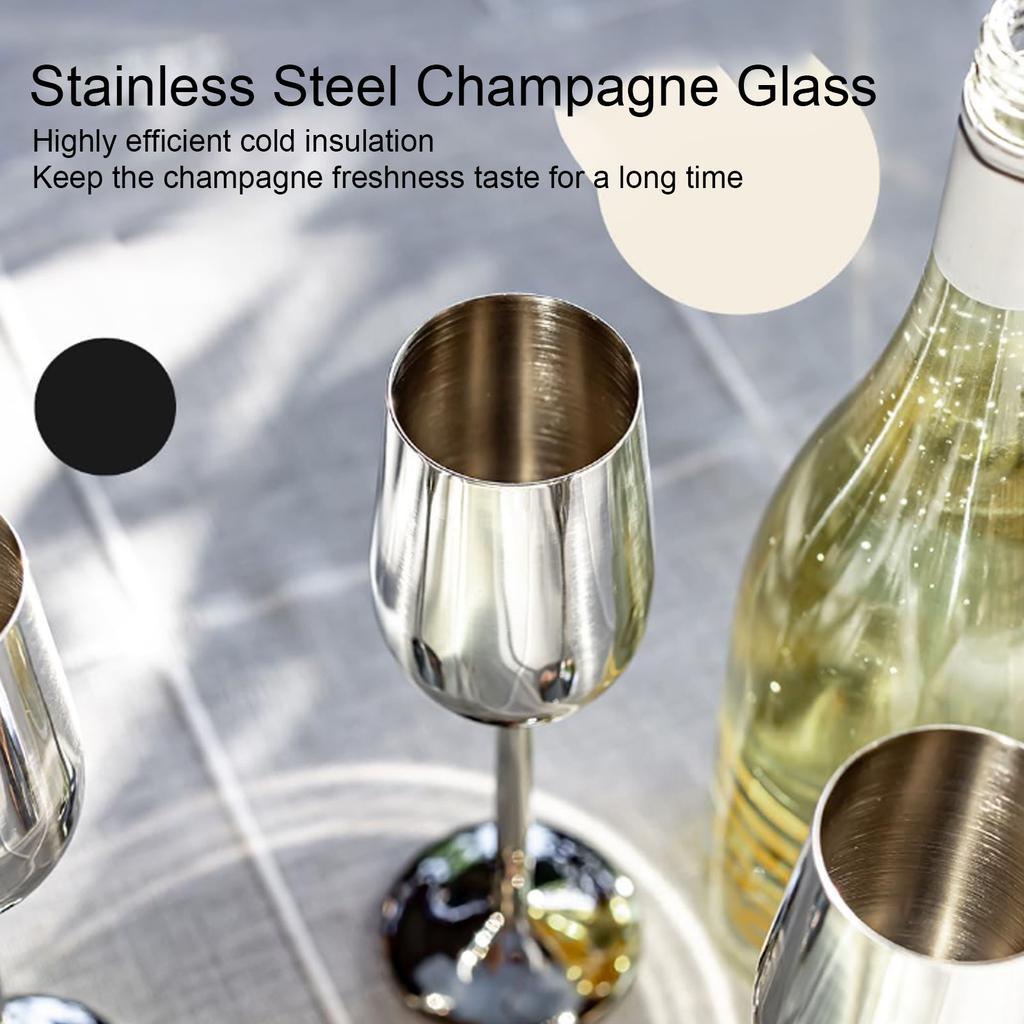 Stainless Steel Champagne Flutes 260ML Cold Insulation Easy Cleanup Metal Wine Goblet Cup for Party
