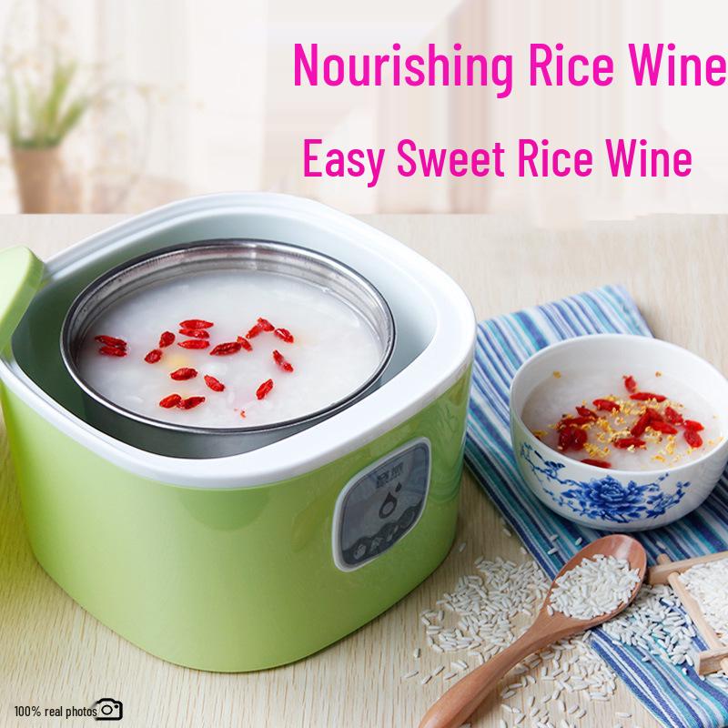 Rustfritt stål 1L Automatisk Yoghurtmaskin - Kompakt husholdningsapparat for yoghurt, natto og risvin