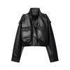Za Autumn and Winter New Arrivals Women's Clothing Zr European and American Style Fashionable High-Neck Faux Leather Bomber Jacket 6318250