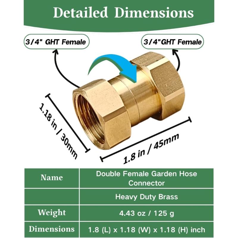 3/4 Inch Garden Hose Swivel Connectors Brass Anti Kink Fitting For Outdoor Watering