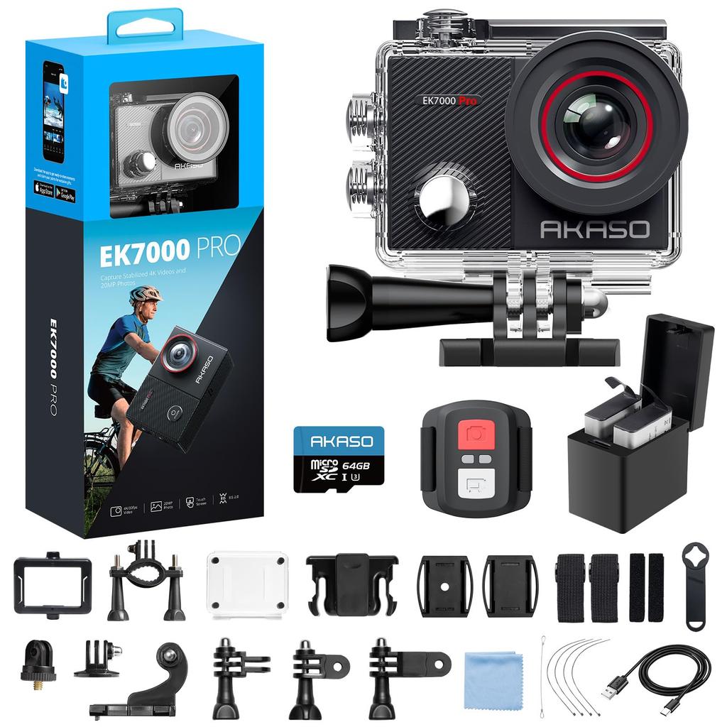 AKASO EK7000 Pro 4K 20MP Action Camera 40M Underwater Waterproof Sports Remote HDMI