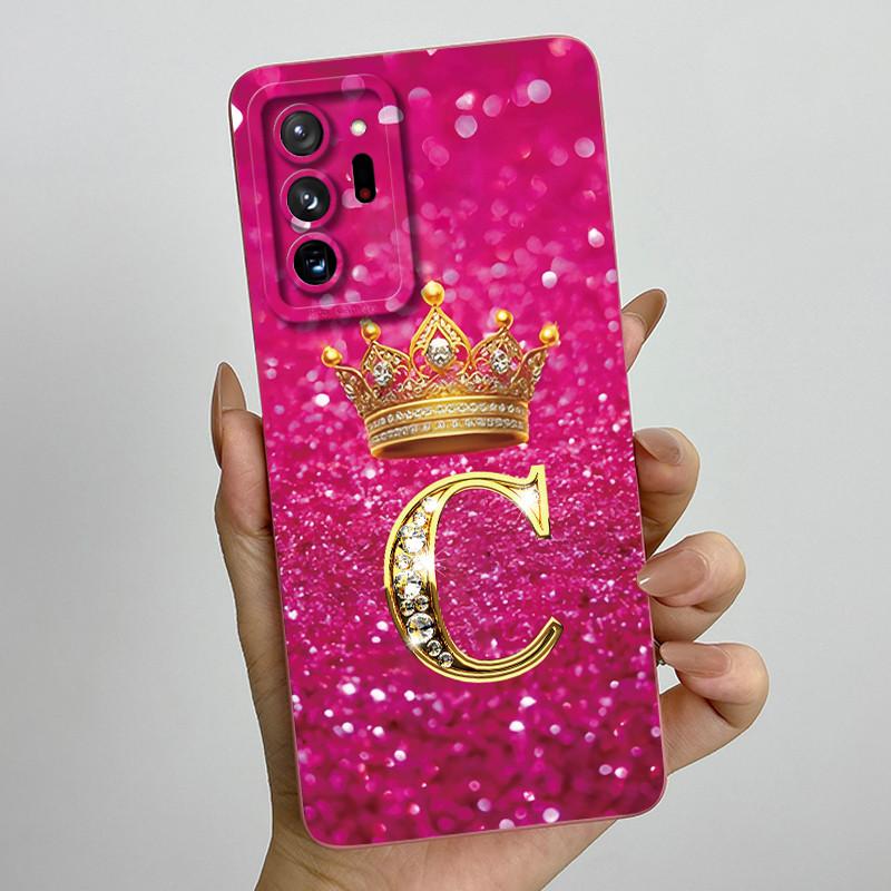 Case For Samsung Galaxy Note 20 Ultra Luxury Crown Letter Liquid Silicone Back Cover Soft Funda For Samsung Note20 20Ultra Coque