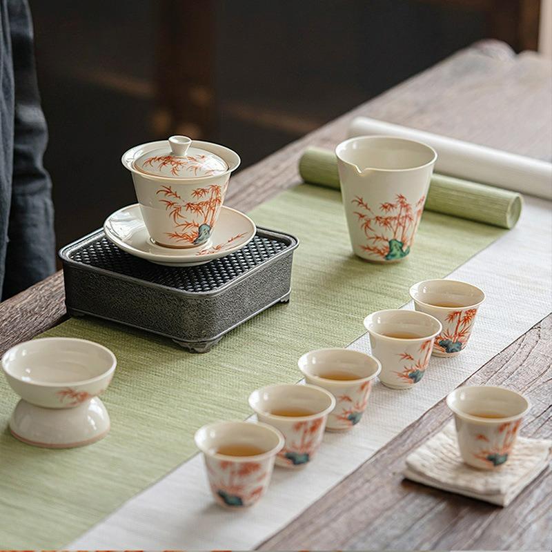 Chinese Ceramic Teacup Personal Master Cup Gaiwan Household Kung Fu Teacups Retro Teaware Justice Cup Tea Set Accessories New