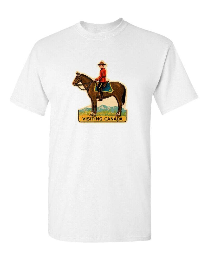 T Shirt Vtg Travel Art Cotton Tourist Retro Vacation Visiting Canada Mountie 3XL