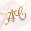 Minimalist Rhinestone Alphabet Brooch: Elegant Geometric Pin for Sweaters or Coats