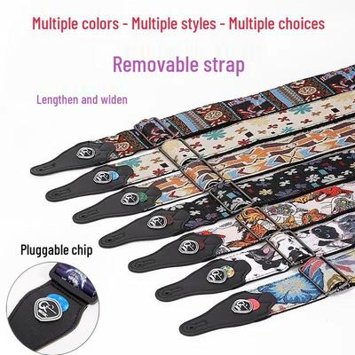 Personalized Embroidered Guitar Strap for Acoustic & Electric Guitars – Widened, Long Shoulder Strap with Pick Holder